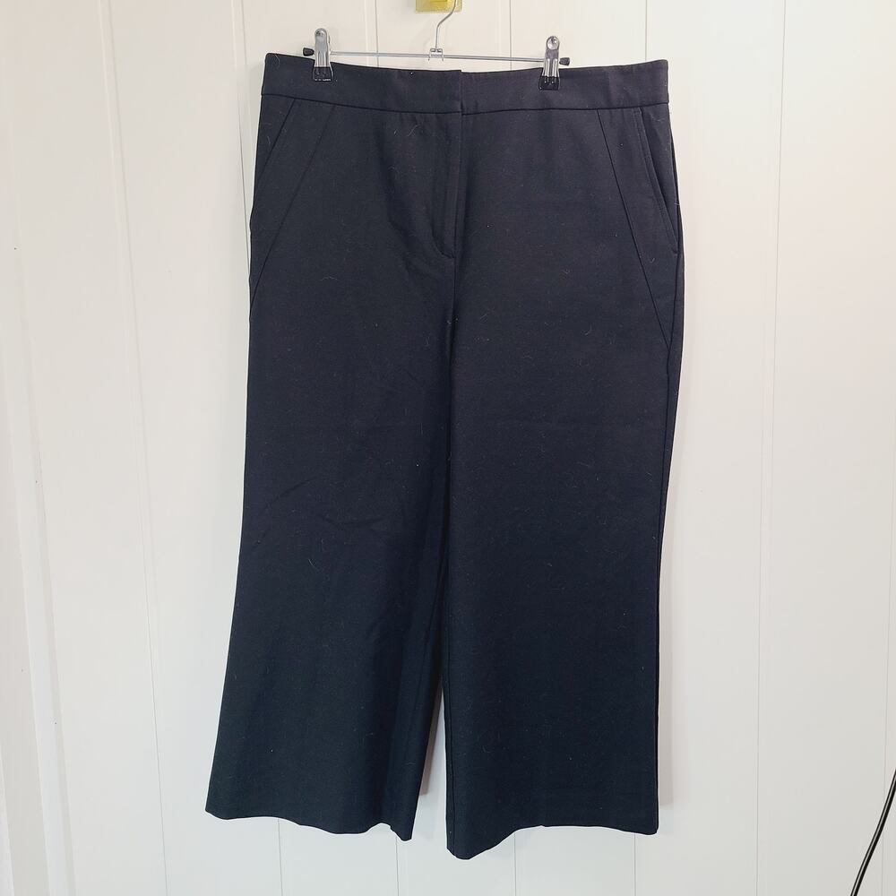 Ann Taylor Factory NWT Wide Leg Cropped Pants Size 14P Black Office Work